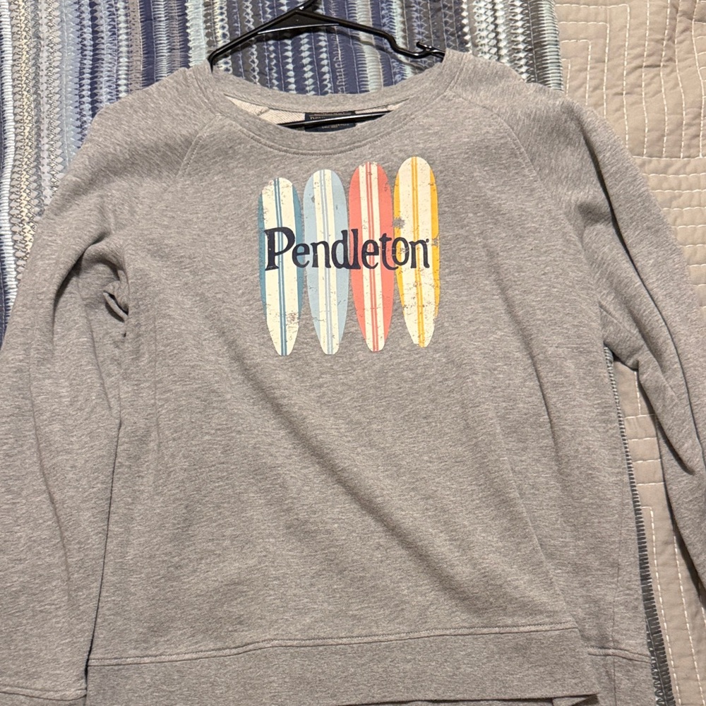 New Pendleton Surfboard Graphic Sweatshirt Women’s Large Beachy Coastal Crewneck